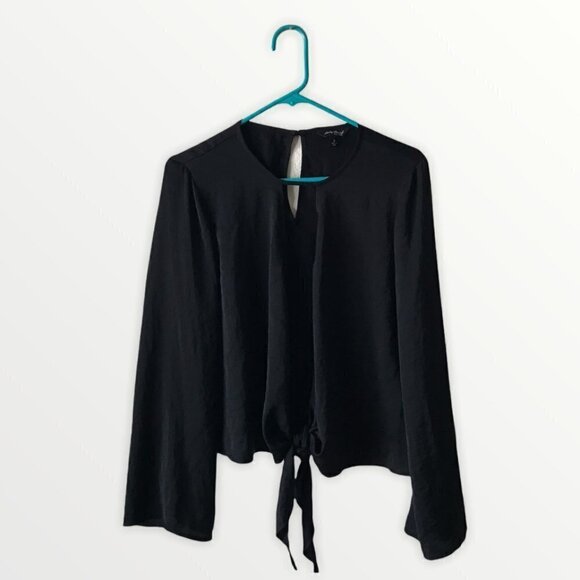 Lucky Brand Long Sleeve Tie Front Wrap Hem Top - Picture 1 of 11